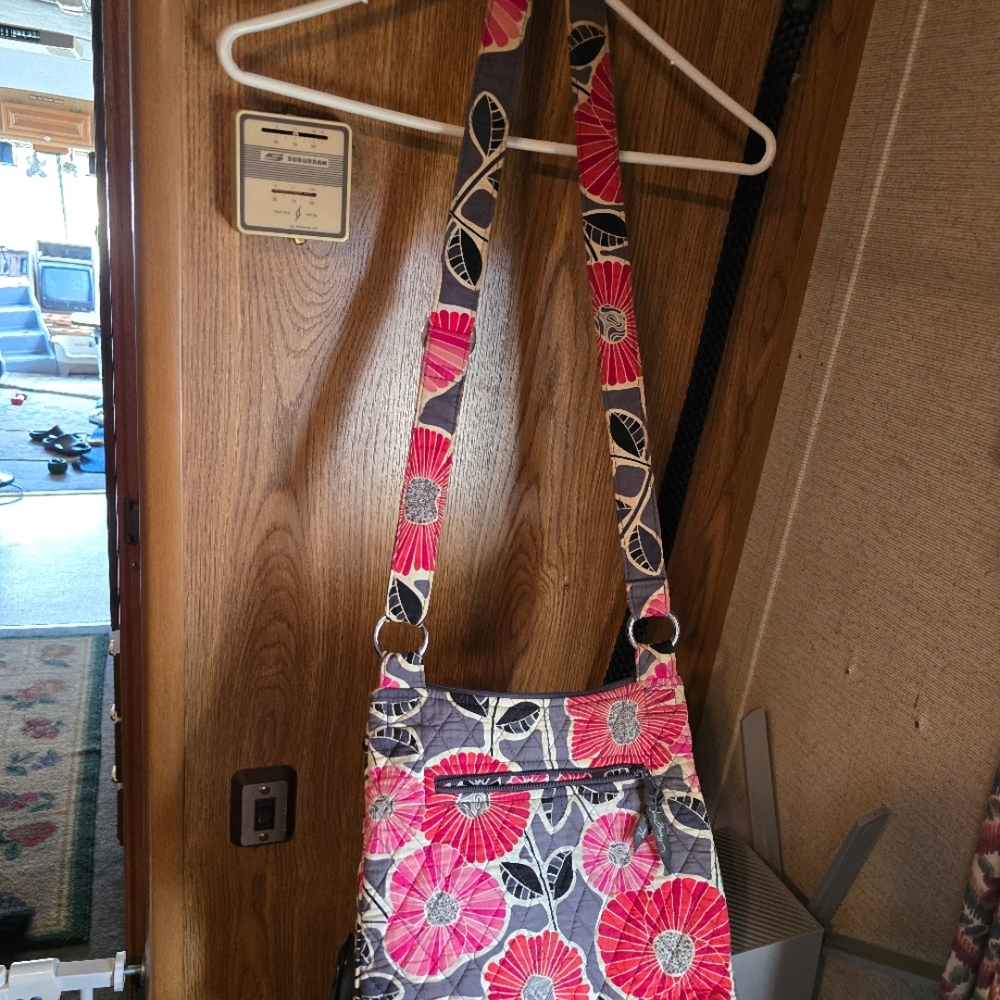 "Cherry Blossom" Vera Bradley Triple Zip Hipster Crossbody Bag